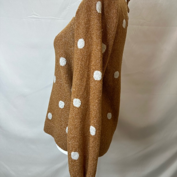 LUCKY BRAND Brown polka dot sweater w/ tie back size M - Picture 5 of 9